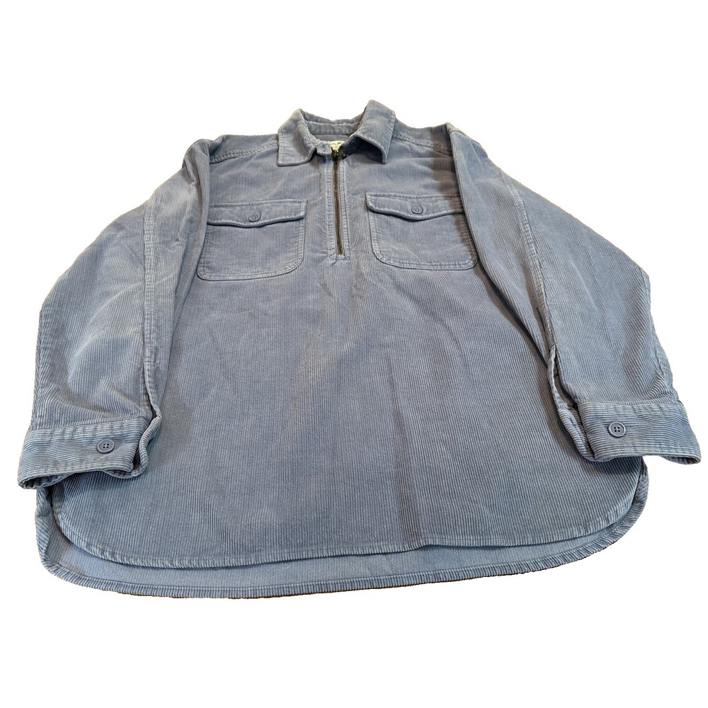 Vintage Eddie Bauer Womens Corduroy Half Zip Shacket 100% Cotton Pullover Size S